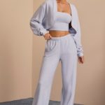 Brushed Jersey Wide-Leg Joggers in Soft Blue - Image 9