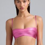 Metallic Denim Cropped Bralette in Deep Pink - Image 6