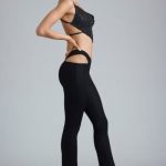 Tall Metallic Cut-Out Low-Rise Flared Trousers in Black - Image 3