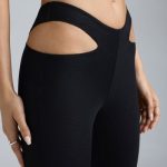 Tall Metallic Cut-Out Low-Rise Flared Trousers in Black - Image 4