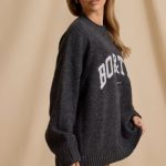 Oversized Knit Jumper in Charcoal Marl - Image 3