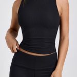 Ribbed Modal Mid-Rise Foldover Shorts in Black - Image 4