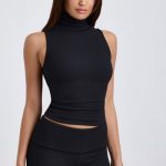 Ribbed Modal Mid-Rise Foldover Shorts in Black - Image 6