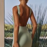 Draped Open-Back Mini Dress in Green - Image 2