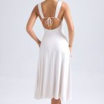 Sweetheart-Neck Ruched Midaxi Dress in Ivory - Image 2