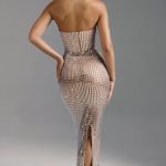 Embellished Bandeau Maxi Dress in Almond - Image 2
