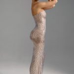 Embellished Bandeau Maxi Dress in Almond - Image 3