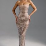 Embellished Bandeau Maxi Dress in Almond - Image 6