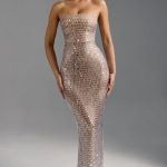 Embellished Bandeau Maxi Dress in Almond - Image 7