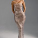 Embellished Bandeau Maxi Dress in Almond - Image 8