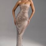 Embellished Bandeau Maxi Dress in Almond - Image 10
