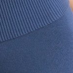 Chunky Knit Kick Flare Trousers in Washed Navy - Image 4