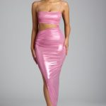 Draped Metallic Jersey Maxi Dress in Rose Pink - Image 6