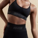 Curved Neckline Sports Bra in Black - Image 4