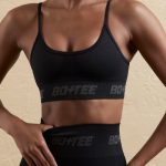 Curved Neckline Sports Bra in Black - Image 5