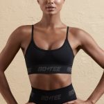 Curved Neckline Sports Bra in Black - Image 6