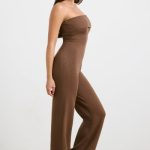 Chunky Knit Kick Flare Unitard in Espresso - Image 3