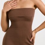 Chunky Knit Kick Flare Unitard in Espresso - Image 4