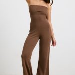 Chunky Knit Kick Flare Unitard in Espresso - Image 9