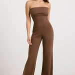 Chunky Knit Kick Flare Unitard in Espresso - Image 10