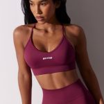 Scoop Neck Multi Strap Sports Bra in Plum