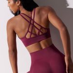 Scoop Neck Multi Strap Sports Bra in Plum - Image 4