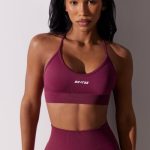 Scoop Neck Multi Strap Sports Bra in Plum - Image 5