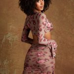 Frill Hem Mini Skirt in Beige Print - Image 2