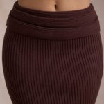 Ribbed-Knit Foldover Maxi Skirt in Espresso - Image 4