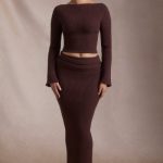 Ribbed-Knit Foldover Maxi Skirt in Espresso - Image 5