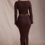Ribbed-Knit Foldover Maxi Skirt in Espresso - Image 6