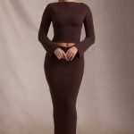 Ribbed-Knit Foldover Maxi Skirt in Espresso - Image 7