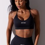 Scoop Neck Multi Strap Sports Bra in Black - Image 4