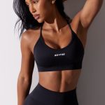 Scoop Neck Multi Strap Sports Bra in Black - Image 5