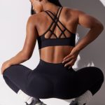 Scoop Neck Multi Strap Sports Bra in Black - Image 8