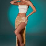 Flat Sequin Thigh Split Maxi Skirt in Gold - Image 8