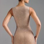 Embellished Square-Neck Mini Dress in Almond - Image 6