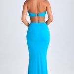 Hardware-Detail Mid-Rise Maxi Skirt in Aqua Blue - Image 2