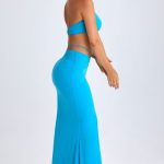 Hardware-Detail Mid-Rise Maxi Skirt in Aqua Blue - Image 3