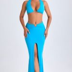 Hardware-Detail Mid-Rise Maxi Skirt in Aqua Blue - Image 4