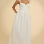 Corset Organza Maxi Dress in White
