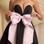 Bow-Detail Corset Mini Dress in Black - Image 4