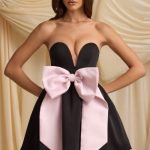 Bow-Detail Corset Mini Dress in Black - Image 6