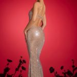 Embellished Cut-Out Halterneck Gown in Almond - Image 6
