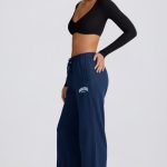 Mid-Rise Wide-Leg Joggers in Dark Navy - Image 3