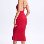 Plunge Open-Back Midaxi Dress in Cherry Red - Image 2