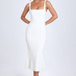 Lace-Trim Midaxi Dress in White - Image 8