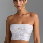 Embellished Strap-Detail Top in White - Image 4