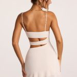 Textured Jersey Cut-Out A-Line Mini Dress in Ivory - Image 2