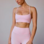 Cross-Back Sports Bra in Soft Pink - Image 2